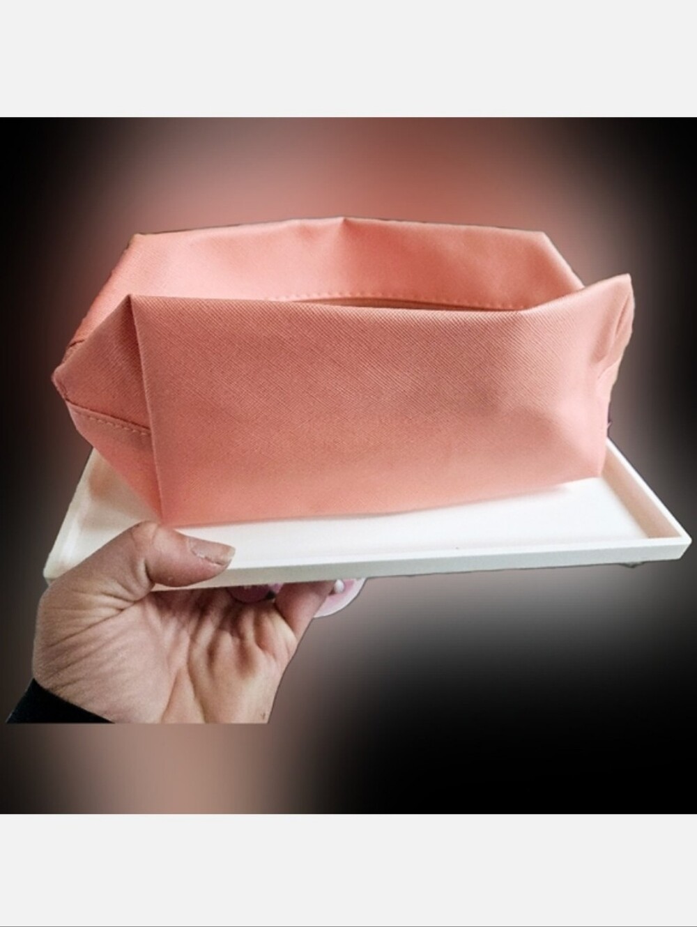 NWT PINK COLORED FAUX LEATHER LARGE COSMETICS/PENCIL ZIPPER POUCH!